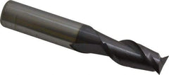 Accupro - 15/32", 1" LOC, 1/2" Shank Diam, 3" OAL, 2 Flute, Solid Carbide Square End Mill - Single End, AlTiN Finish, Spiral Flute, 40° Helix, Centercutting, Right Hand Cut, Right Hand Flute - Exact Tool & Supply