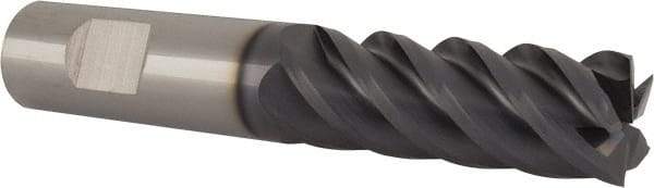 SGS - 5/8", 1-5/8" LOC, 5/8" Shank Diam, 3-1/2" OAL, 5 Flute, Solid Carbide Square End Mill - Single End, AlTiN Finish, Spiral Flute, 45° Helix, Right Hand Cut, Right Hand Flute, Series 55 - Exact Tool & Supply