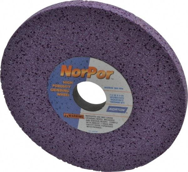 Norton - 7" Diam x 1-1/4" Hole x 1/2" Thick, H Hardness, 60 Grit Surface Grinding Wheel - Ceramic, Type 1, Medium Grade, 3,600 Max RPM, Vitrified Bond, No Recess - Exact Tool & Supply