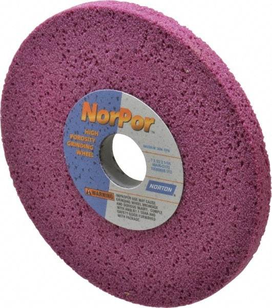 Norton - 7" Diam x 1-1/4" Hole x 1/2" Thick, G Hardness, 46 Grit Surface Grinding Wheel - Aluminum Oxide, Type 1, Coarse Grade, 3,600 Max RPM, Vitrified Bond, No Recess - Exact Tool & Supply