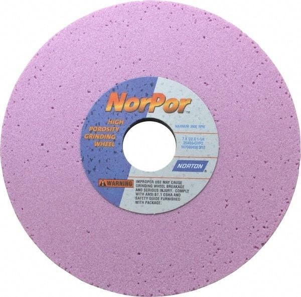 Norton - 7" Diam x 1-1/4" Hole x 1/2" Thick, G Hardness, 60 Grit Surface Grinding Wheel - Aluminum Oxide, Type 1, Medium Grade, 3,600 Max RPM, Vitrified Bond, No Recess - Exact Tool & Supply