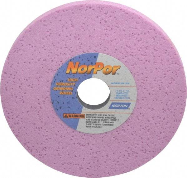 Norton - 7" Diam x 1-1/4" Hole x 1/2" Thick, H Hardness, 60 Grit Surface Grinding Wheel - Aluminum Oxide, Type 1, Medium Grade, 3,600 Max RPM, Vitrified Bond, No Recess - Exact Tool & Supply