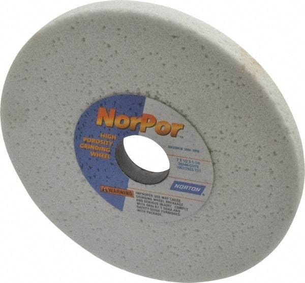 Norton - 7" Diam x 1-1/4" Hole x 1/2" Thick, G Hardness, 46 Grit Surface Grinding Wheel - Aluminum Oxide, Type 1, Coarse Grade, 3,600 Max RPM, Vitrified Bond, No Recess - Exact Tool & Supply