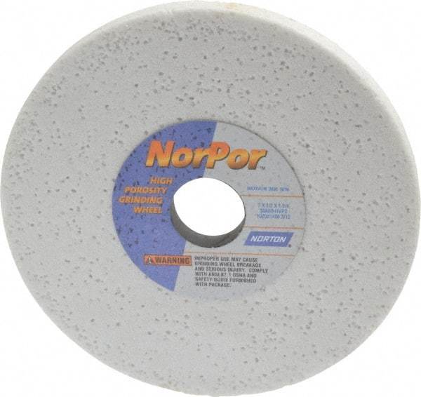 Norton - 7" Diam x 1-1/4" Hole x 1/2" Thick, H Hardness, 60 Grit Surface Grinding Wheel - Aluminum Oxide, Type 1, Medium Grade, 3,600 Max RPM, Vitrified Bond, No Recess - Exact Tool & Supply