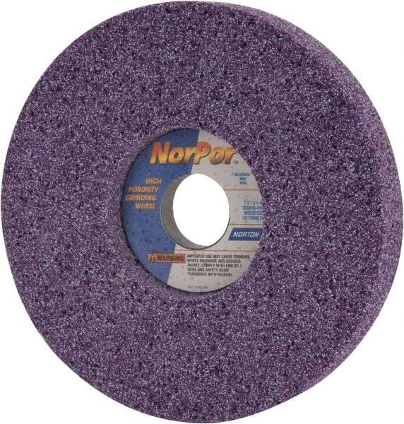 Norton - 7" Diam x 1-1/4" Hole x 1" Thick, H Hardness, 46 Grit Surface Grinding Wheel - Ceramic, Type 5, Coarse Grade, 3,600 Max RPM, Vitrified Bond, One-Side Recess - Exact Tool & Supply