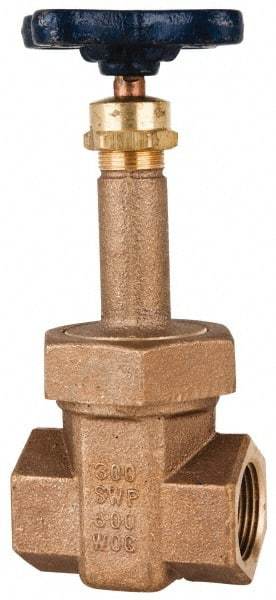 NIBCO - 1" Pipe, Class 300, Threaded Bronze Alloy Solid Wedge Rising Stem Gate Valve - 600 WOG, 300 WSP, Union Bonnet - Exact Tool & Supply