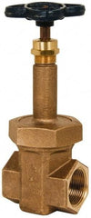 NIBCO - 1-1/4" Pipe, Class 300, Threaded Bronze Alloy Solid Wedge Rising Stem Gate Valve - 600 WOG, 300 WSP, Union Bonnet - Exact Tool & Supply