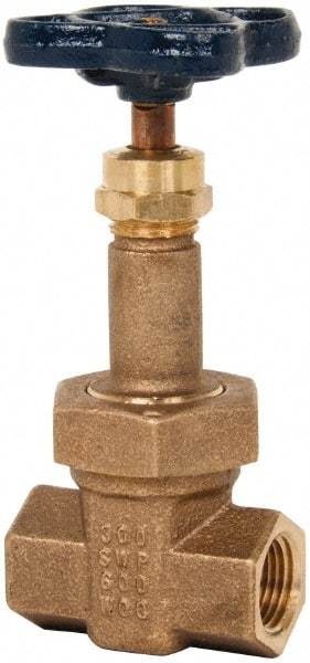 NIBCO - 1/2" Pipe, Class 300, Threaded Bronze Alloy Solid Wedge Rising Stem Gate Valve - 600 WOG, 300 WSP, Union Bonnet - Exact Tool & Supply