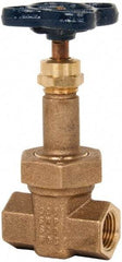 NIBCO - 1/2" Pipe, Class 300, Threaded Bronze Alloy Solid Wedge Rising Stem Gate Valve - 600 WOG, 300 WSP, Union Bonnet - Exact Tool & Supply