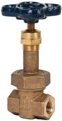 NIBCO - 1/4" Pipe, Class 300, Threaded Bronze Alloy Solid Wedge Rising Stem Gate Valve - 600 WOG, 300 WSP, Union Bonnet - Exact Tool & Supply