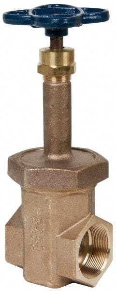 NIBCO - 2" Pipe, Class 300, Threaded Bronze Alloy Solid Wedge Rising Stem Gate Valve - 600 WOG, 300 WSP, Union Bonnet - Exact Tool & Supply