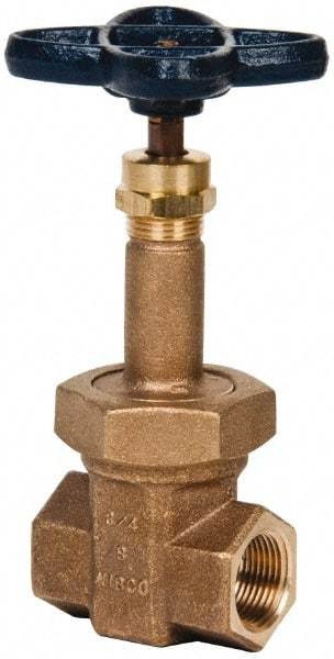 NIBCO - 3/4" Pipe, Class 300, Threaded Bronze Alloy Solid Wedge Rising Stem Gate Valve - 600 WOG, 300 WSP, Union Bonnet - Exact Tool & Supply