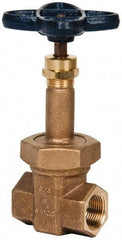 NIBCO - 3/4" Pipe, Class 300, Threaded Bronze Alloy Solid Wedge Rising Stem Gate Valve - 600 WOG, 300 WSP, Union Bonnet - Exact Tool & Supply