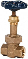 NIBCO - 3/8" Pipe, Class 300, Threaded Bronze Alloy Solid Wedge Rising Stem Gate Valve - 600 WOG, 300 WSP, Union Bonnet - Exact Tool & Supply