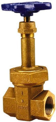 NIBCO - 1-1/2" Pipe, Class 300, Threaded Bronze Alloy Solid Wedge Rising Stem Gate Valve with Stainless Steel Trim - 600 WOG, 300 WSP, Union Bonnet - Exact Tool & Supply