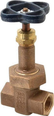 NIBCO - 1/2" Pipe, Class 300, Threaded Bronze Alloy Solid Wedge Rising Stem Gate Valve with Stainless Steel Trim - 600 WOG, 300 WSP, Union Bonnet - Exact Tool & Supply