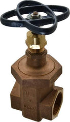 NIBCO - 1-1/2" Pipe, Class 300, Threaded Bronze Alloy Solid Wedge Stem Gate Valve - 600 WOG, 300 WSP, Union Bonnet - Exact Tool & Supply