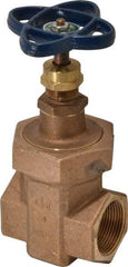 NIBCO - 1-1/4" Pipe, Class 300, Threaded Bronze Alloy Solid Wedge Stem Gate Valve - 600 WOG, 300 WSP, Union Bonnet - Exact Tool & Supply