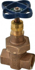 NIBCO - 1/2" Pipe, Class 300, Threaded Bronze Alloy Solid Wedge Stem Gate Valve - 600 WOG, 300 WSP, Union Bonnet - Exact Tool & Supply