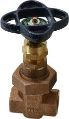 NIBCO - 1/4" Pipe, Class 300, Threaded Bronze Alloy Solid Wedge Stem Gate Valve - 600 WOG, 300 WSP, Union Bonnet - Exact Tool & Supply