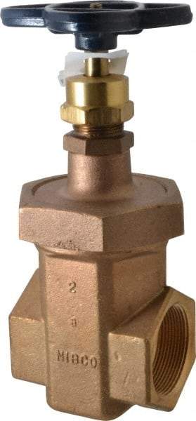 NIBCO - 2" Pipe, Class 300, Threaded Bronze Alloy Solid Wedge Stem Gate Valve - 600 WOG, 300 WSP, Union Bonnet - Exact Tool & Supply