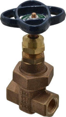 NIBCO - 3/8" Pipe, Class 300, Threaded Bronze Alloy Solid Wedge Stem Gate Valve - 600 WOG, 300 WSP, Union Bonnet - Exact Tool & Supply