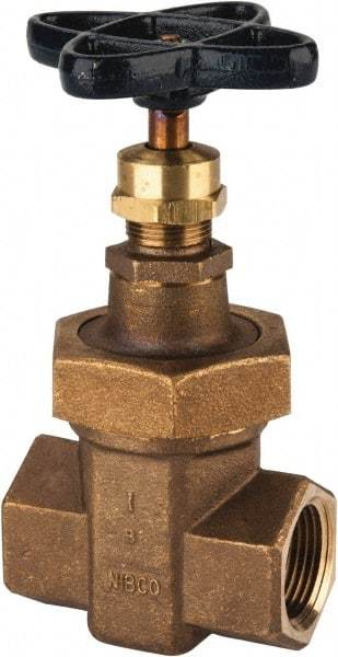 NIBCO - Class 300, Threaded Bronze Alloy Solid Wedge Stem Gate Valve with Stainless Steel Trim - 600 WOG, 300 WSP, Union Bonnet - Exact Tool & Supply