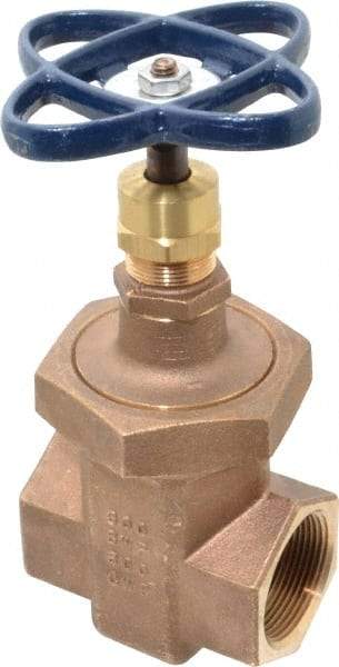 NIBCO - 1-1/2" Pipe, Class 300, Threaded Bronze Alloy Solid Wedge Stem Gate Valve with Stainless Steel Trim - 600 WOG, 300 WSP, Union Bonnet - Exact Tool & Supply