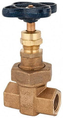 NIBCO - Class 300, Threaded Bronze Alloy Solid Wedge Stem Gate Valve with Stainless Steel Trim - 600 WOG, 300 WSP, Union Bonnet - Exact Tool & Supply