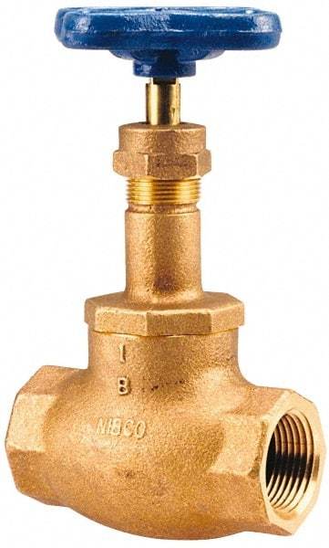 NIBCO - 1/8" Pipe, Threaded Ends, Bronze Integral Globe Valve - Bronze Disc, Screw-In Bonnet, 200 psi WOG, 125 psi WSP, Class 125 - Exact Tool & Supply