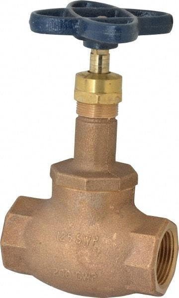 NIBCO - 1" Pipe, Threaded Ends, Bronze Integral Globe Valve - Bronze Disc, Screw-In Bonnet, 200 psi WOG, 125 psi WSP, Class 125 - Exact Tool & Supply