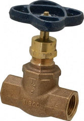 NIBCO - 1/2" Pipe, Threaded Ends, Bronze Integral Globe Valve - PTFE Disc, Screw-In Bonnet, 200 psi WOG, 125 psi WSP, Class 125 - Exact Tool & Supply