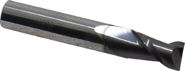 Accupro - 5/16", 1/2" LOC, 5/16" Shank Diam, 2" OAL, 2 Flute, Solid Carbide Square End Mill - Single End, AlTiN Finish, Spiral Flute, 40° Helix, Centercutting, Right Hand Cut, Right Hand Flute - Exact Tool & Supply