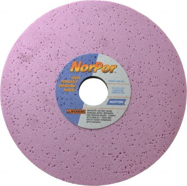 Norton - 8" Diam x 1-1/4" Hole x 1/2" Thick, H Hardness, 60 Grit Surface Grinding Wheel - Aluminum Oxide, Type 1, Medium Grade, 3,600 Max RPM, Vitrified Bond, No Recess - Exact Tool & Supply