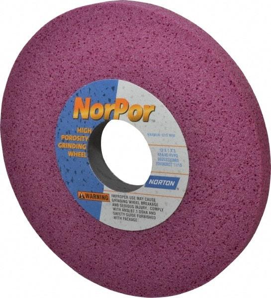Norton - 12" Diam x 3" Hole x 1" Thick, H Hardness, 46 Grit Surface Grinding Wheel - Aluminum Oxide, Type 1, Coarse Grade, 2,710 Max RPM, Vitrified Bond, No Recess - Exact Tool & Supply
