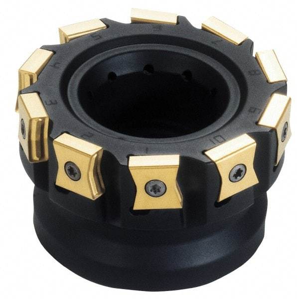 Iscar - 6 Inserts, 3" Cut Diam, 1" Arbor Diam, 0.551" Max Depth of Cut, Indexable Square-Shoulder Face Mill - 0/90° Lead Angle, 2" High, LN.. 1506... Insert Compatibility, Series F90LN - Exact Tool & Supply
