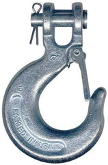 CM - 3/8 Inch Chain Diameter, Grade 43 Clevis Hook - 5,400 Lbs. Load Capacity, 1/2 Inch Inside Diameter, 0.44 Inch Pin Diameter, 0.86 Inch Hook Throat, 4.81 Inch Overall Length, 3.2 Inch Hook Width - Exact Tool & Supply