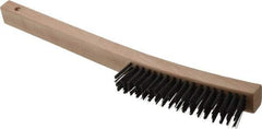 Weiler - 4 Rows x 18 Columns Steel Scratch Brush - 6" Brush Length, 14" OAL, 1-3/16" Trim Length, Wood Curved Handle - Exact Tool & Supply