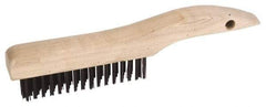Weiler - 2 Rows x 17 Columns Steel Scratch Brush - 5" Brush Length, 10" OAL, 1-3/16" Trim Length, Wood Shoe Handle - Exact Tool & Supply