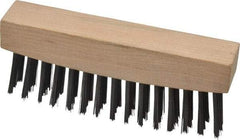 Weiler - 3 Rows x 15 Columns Steel Scratch Brush - 4-1/2" Brush Length, 4-5/8" OAL, 1-1/8" Trim Length, Wood Straight Handle - Exact Tool & Supply