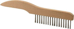 Weiler - 1 Rows x 17 Columns Stainless Steel Scratch Brush - 5" Brush Length, 10" OAL, 1-1/16" Trim Length, Wood Shoe Handle - Exact Tool & Supply