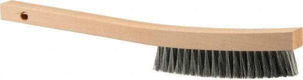 Weiler - 3 Rows x 19 Columns Steel Plater Brush - 5-1/2" Brush Length, 13" OAL, 1" Trim Length, Wood Curved Handle - Exact Tool & Supply