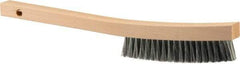 Weiler - 3 Rows x 19 Columns Steel Plater Brush - 5-1/2" Brush Length, 13" OAL, 1" Trim Length, Wood Curved Handle - Exact Tool & Supply