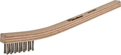 Weiler - 3 Rows x 7 Columns Stainless Steel Scratch Brush - 7-1/2" OAL, 1/2" Trim Length, Wood Toothbrush Handle - Exact Tool & Supply