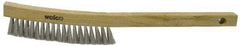 Weiler - 4 Rows x 18 Columns Stainless Steel Plater Brush - 5" Brush Length, 10" OAL, 1" Trim Length, Wood Shoe Handle - Exact Tool & Supply
