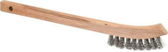 Weiler - 2 Rows x 9 Columns Aluminum Scratch Brush - 8-3/4" OAL, 5/8" Trim Length, Wood Toothbrush Handle - Exact Tool & Supply