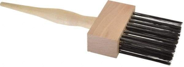 Weiler - 4 Rows x 8 Columns Steel Scratch Brush - 9-3/8" OAL, 2-1/2" Trim Length, Wood Straight Handle - Exact Tool & Supply