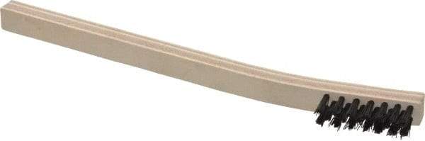 Weiler - 3 Rows x 7 Columns Nylon Scratch Brush - 7-1/2" OAL, 1/2" Trim Length, Wood Curved Handle - Exact Tool & Supply