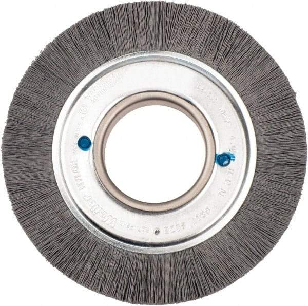 Weiler - 6" OD, 2" Arbor Hole, Crimped Nylon Wheel Brush - 1" Face Width, 1-1/4" Trim Length, 0.018" Filament Diam, 3,600 RPM - Exact Tool & Supply