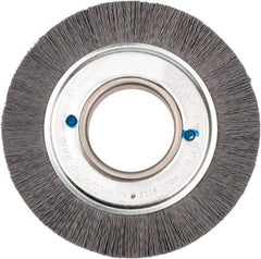 Weiler - 6" OD, 2" Arbor Hole, Crimped Nylon Wheel Brush - 1" Face Width, 1-1/4" Trim Length, 0.018" Filament Diam, 3,600 RPM - Exact Tool & Supply